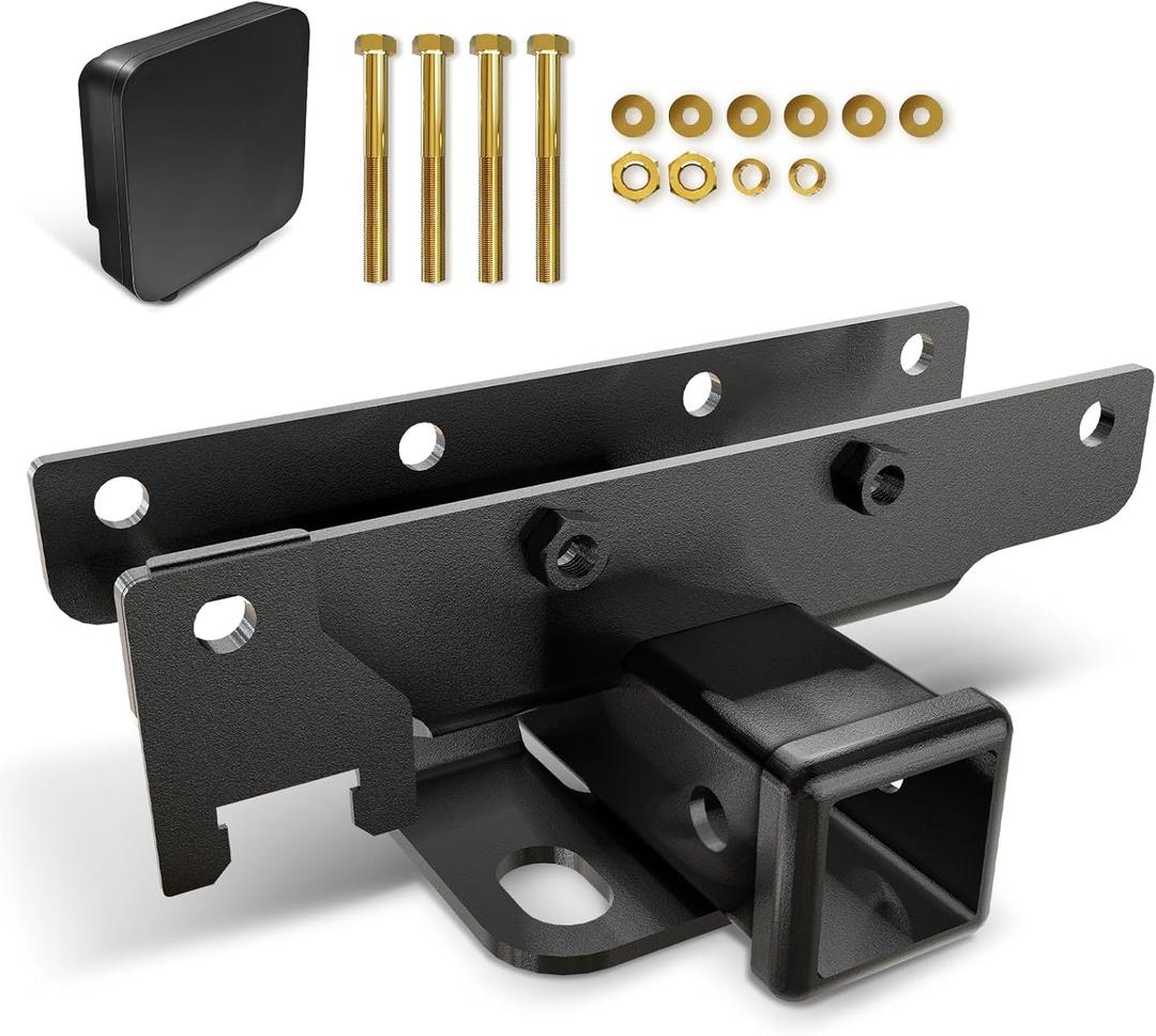 YZONA Tow Hitch 2 Inch, for Jeep Wrangler Tow Hitch Trailer Kit Compatible for 2018 2019 2020 2021 2022 2023 2024 2025 2026 JL JLU Hitch Receiver with Cover, 2 Inch Rear Bumper Towing Combo, 2/4 Doors