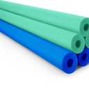 Hollowfly 6 Pack Jumbo Pool Noodles Swimming Floating Foam Tube Extra Large Hollow Bright Swimming Pool Noodles Bulk Heavy Duty for Adults(Blue,Turquoise,55 x 3.5 Inch)