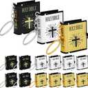 ONEST 15 Pieces Mini Bible Keychains Mini Bible Handbag Pendant Gift Religious Favors Black Silver Gold Bible Covers