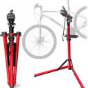 Bike Repair Stand Max 110 lbs, Portable Aluminum Bicycle Workstand for Electric, Heavy Duty Mechanic Maintenance Workstand with Tool Tray, Mountain and Road Bike (Red)