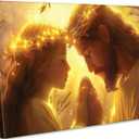 Jesus and Girl Praying Canvas Wall Art Jesus With Children Painting Picture Wall Decor Christian Bible Story Poster Print Artwork for Praying Room Bedroom Church Home Decoration Christian (16L''x12W'')