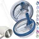 Leak Proof Flip Straw Lid Replacement for 40oz Stanley Quencher H2.0,No Spill Accessories with Extended Straw &Enhanced Sealed Lid (Dark Blue)