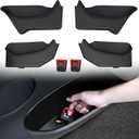 4PCS Door Side Storage Box Full-Wrap Pocket Liner compatible with 2026 2025 Tesla Model Y Juniper Accessories TPE Front and Rear Full Cover Door Side Organizer Tray