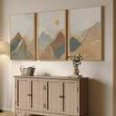 Large Framed Boho Modern Mountain Wall Art for Living Room, 3 Piece, 24x36, 24" W x 36" H x 3Pcs