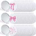 48 Pcs Compact Mirror Bulk, Round Mini Bow Makeup Mirrors Portable Small Folding Pocket Mirror for Women, Girls, Daily Use, Daily Use (3 Styles)