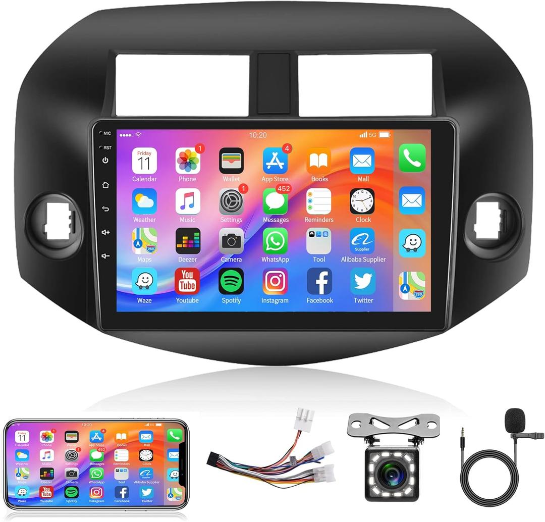 Android 13 Radio Screen for Toyota RAV4 2007 2008 2009 2010 2011, Rimoody 10.1 inch Touchscreen GPS Bluetooth WiFi FM Mirror Link + Backup Camera