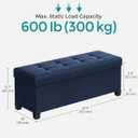 SONGMICS Storage Ottoman Bench, Foldable Foot Rest with Legs, 15 x 43 x 15.7 Inches, End of Bed Bench, Storage Chest, Load up to 660 lb, for Living Room, Bedroom, Entryway, Midnight Blue ULSF018I01