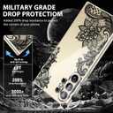 S25 Ultra Phone Case for Samsung S25 Ultra 5G Case Clear Cute Slim Thin for Women Soft Flexible Silicone TPU Cover for Samsung Galaxy S25 Ultra Case Shockproof with Lace Mandala-Flower (Black)