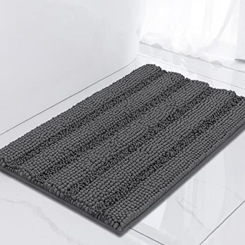 Turquoize Bathroom Rugs and Mats 1-Piece Bath Mat Set Non Slip Bath Mats for Tub Extra Soft and Absorbent Gray Shaggy Rugs for Bedroom Machine Washable Bath Mats, 17"x 24", Gray