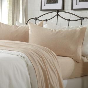 Great Bay Home Cotton Jersey Knit Twin XL Sheet Set - Ultra-Soft, Stretchy, Heathered Melange Oatmeal Bed Sheets - Cozy, Soft T-Shirt Sheet & Pillowcase Set