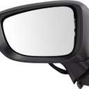 TRQ Driver Side Power Heated Mirror Smooth Black Paint to Match without Blind Spot Compatible with 2017-2018 Mazda 3 MA1320230