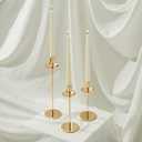 2 x DN DECONATION Gold Candle Holders, Brass Taper Candlestick Holders Set of 3, Vintage Metal Candle Sticks Holder with Wax-Catcher for Fall Decor, Thanksgiving Table Centerpiece, Wedding