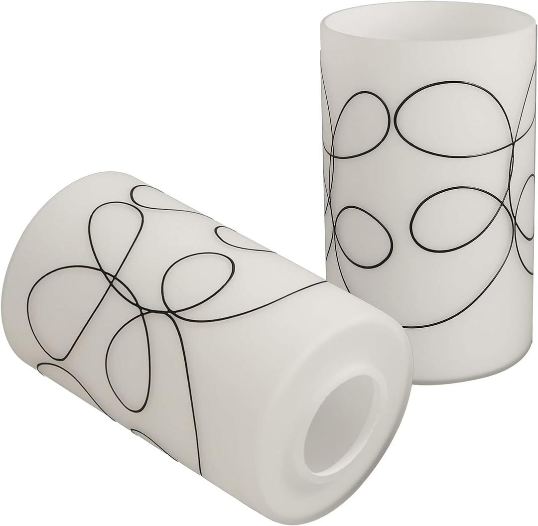2 Pack Modern Line Style Glass Shade, Cylinder Light Fixture Replacement Globe or Cover with 1-5/8-Inch Fitter for Chandelier Wall Sconce Pendant Light, G0048 2 Pack Modern Line Style Glass Shade, Cylinder Light Fixture Replacement Globe or Cover with 1-5/8-Inch Fitter for Chandelier Wall Sconce Pendant Light, G0048