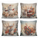 Christmas Pillow Covers 18x18 inch Set of 4, Christmas Decorations Snowman Santa Elk Sleigh Truck Plaid Winter Holiday Decor, Merry Christmas Throw Cushion Cases for Sofa Couch Living Room Home Decor 