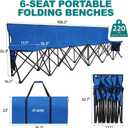 1MORE Folding Bench, Portable Foldable Sideline Bench for Team with Carry Bag, 6 Seats