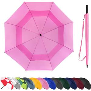 62 Inch Large Black Golf Umbrella Windproof – Automatic Travel Umbrella, Double Canopy Waterproof, Lightweight & Sturdy, Big Two-Person Umbrella for Men & Women, Sporting Goods & Travel Essentials