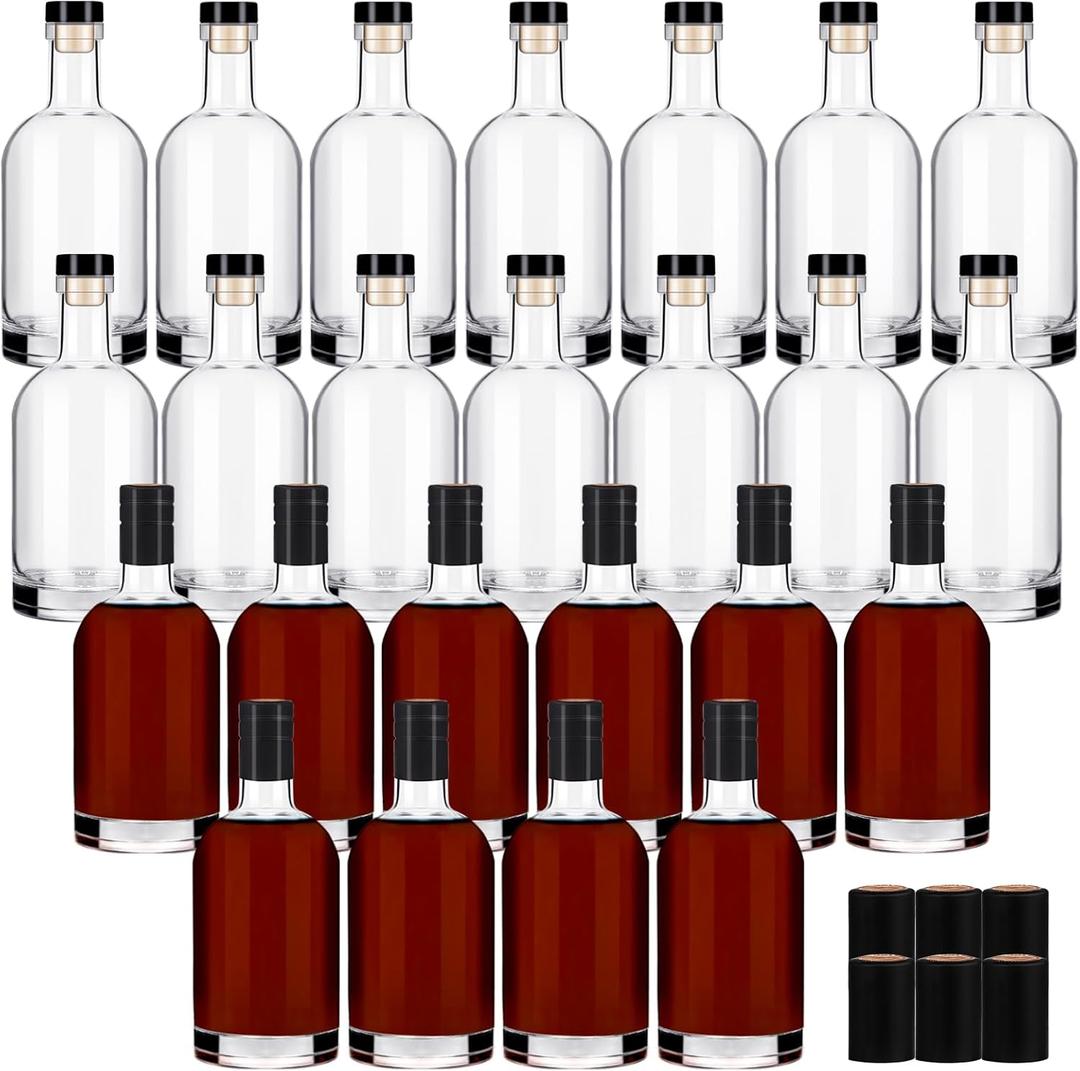 Bottle 24PCS 100 ML Glass Bottles with Lids 3 oz Clear Glass Bottles with Cork Empty Bottle with Stopper for Beverages Drinks Beer Water Soda