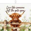 Highland Cow Dish Drying Mat, for Farmhouse Kitchen Counter Microfiber Absorbent, Funny Dish Draining Mat Extra Large 18"x24"