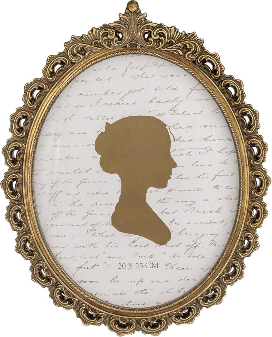 Sunlit Vintage Picture Frame 8x10 Inch, Oval Antique Photo Frames with Glass Front, Luxury Photo Display, Tabletop Wall Hanging, Bronze