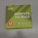 Rabenda 12 Pcs Rug Tape, Non Slip Rug Pads Grippers for Hardwood Floors and Tiles, Reusable Carpet Tape for Area Rugs, Double-Sided Adhesive Rug Stickers Keep Corners Flat (Black)