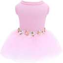 CuteBone Pink Tulle Skirt Dog Wedding Bridesmaid Dress for Puppy with Lace Trim at Waist - Comfortable, Stylish, and Perfect for Special Occasions HBQ01M, Medium, Pink