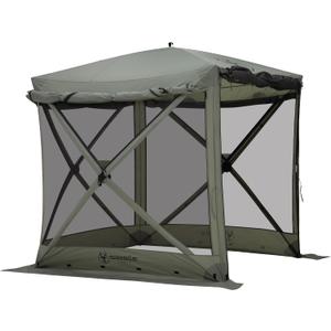 Gazelle® Tents G4 Deluxe Gazebo, Easy Pop-Up Hub Screen Tent, Durable, TriTech Mesh, Waterproof, UV Resistant, 4-Person, Agave Green, 78" x 86" x 89.5", GG400AG