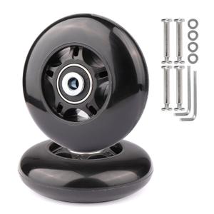 Gladder Luggage Suitcase Replacement Wheels Silent PU Caster Inline Wheels w/ABEC7 608-2RS Bearings 6mm Axles Washer Universal Repair Kit (76x24mm)