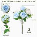 MARTINE MALL 2 Packs Peonies Artificial Flowers, Mixed White Blue Artificial Peonies, Silk Peonies Flowers Fake Peonies Artificial Peony Flowers for Centerpiece Table Wedding Party Home Decor