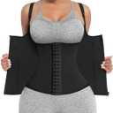 FeelinGirl Waist Trainer for Women Corset Vest Body Shaper Cincher Trimmer Tank Top Sport Girdle with Steel Bones (Small, A1-black)