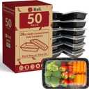 Reli. 28 oz Meal Prep Containers w/Lids - 50 Pack | Leftover To Go, Takeout | Microwave Safe | Disposable Containers for Food Storage | Take Home/Lunch/Meal Planning | Plastic | Black