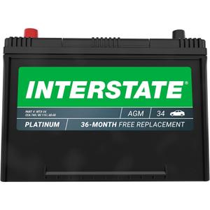 Interstate Batteries Car Battery 12V 60Ah 740CCA Group 34 AGM, Group Size 34