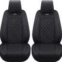 Front Car Seat Covers for Ford F150 F250 F350 F450 Truck (Black) | Custom Fit 2009-2026 F150 XLT STX XL, 2017-2026 F250 F350 F450 Super Duty Truck Crew/Regular/Extended Cab, Waterproof Leather