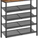 HOOBRO Shoe Rack for Entryway, 5-Tier Shoe Organizer with Adjustable Mesh Shelves, 16-20 Pairs of Shoes, Spacious Floor Mount, Metal, Industrial, Shoe Shelf for Closet, Rustic Brown BF12XJ01, 29.5"w X 11.8"d X 31.8"h