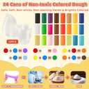 3-in-1 Color Dough Kitchen Creations Set for Kids Aged 3-8, 24 Colors Dough Playset with Ice Cream/Noodle/Hamburger Makers, Food Modeling Art Crafts Pretend Play Toys for Boys Girls