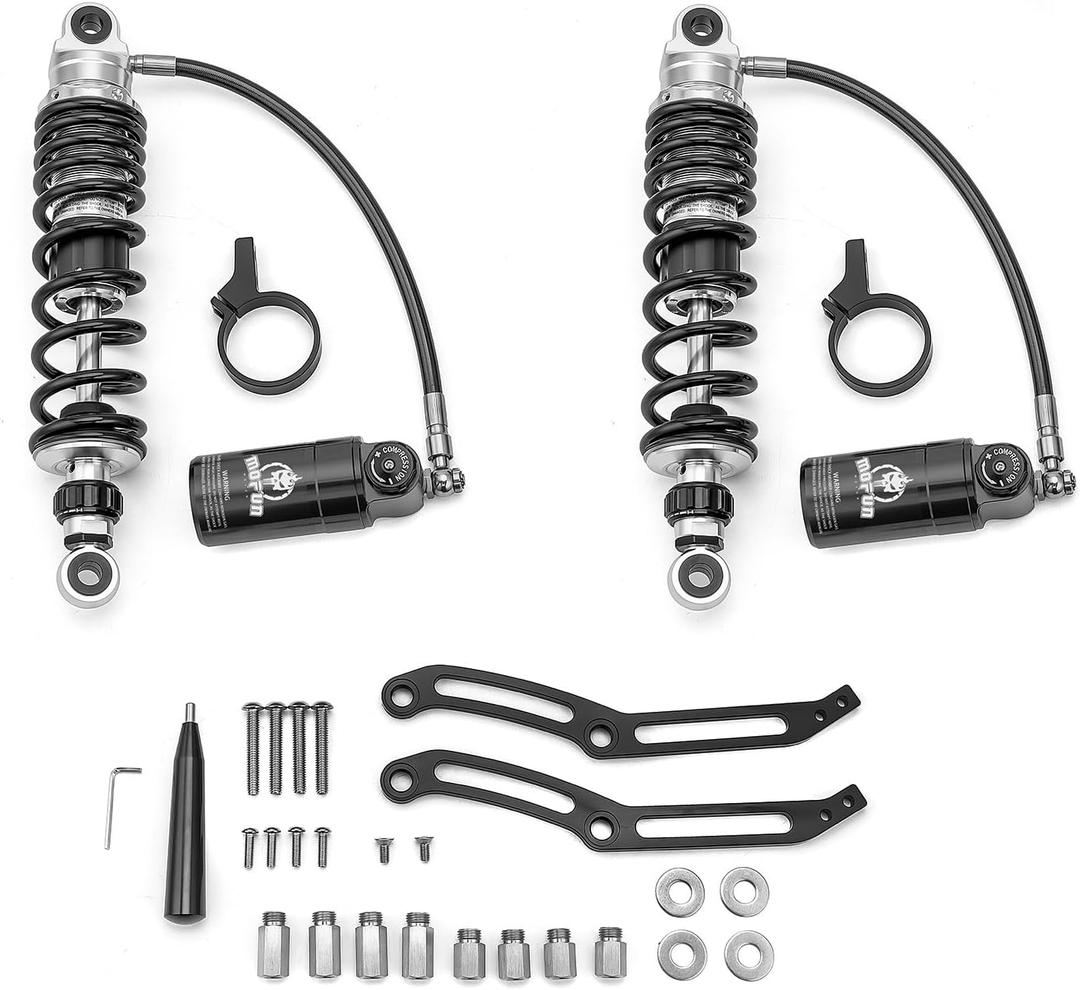 Mofun Remote Reservoir Rear Suspension Shocks Compatible with Harley Touring Road King Street Electra Road Glide 2014-2025 with Gloss Black Reservoir