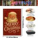 2 x Merry Christmas Garden Flag 12x18 Inch Santa Red Plaid Burlap Double-Sided Seasonal Outdoor Holiday Banner Winter Flag for Yard Lawn Decoration