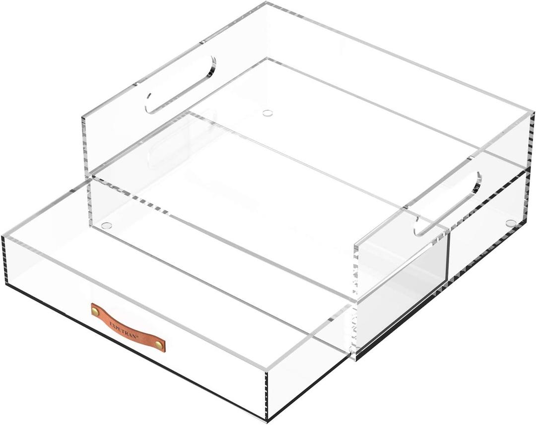 Acrylic Desk Organizer Drawer + Inbox with Letter Tray 12.6 x 10.6 x 5, A4 Size, Clear