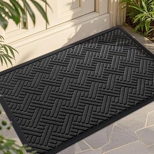 Front Door Mat Indoor Outdoor Entrance, Welcome Mat for Entryway, Stain and Fade Resistant, Heavy Duty Absorbent Door Mat, Non Slip Door Mats Outdoor, Entry Doormat, 36x24 Inch, Black