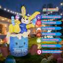 7.3FT Easter Inflatable Bunny Outdoor Decorations, Giant Yellow Bunny in Blue Cup with Built-in LED Lights, Waterproof Blow Up Yard Decor for Lawn, Garden, Porch, Easter Party