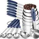 U-Taste Measuring Cups and Spoons: Food Grade 18/8 Stainless Steel 12 Pieces Metal Stacking Kitchen Baking Cooking Measure Set with Strengthened Weld Joints (Midnight Blue, Upgraded Version)