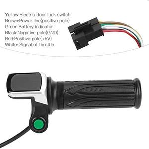 Electric Bike Throttle Grip, Twist Handlebar for Mini 6 Cores Ebike Grip Universal Bicycle Cable Accelerator Handle with Switch LCD Quantity Display for Motorbike Motorcycle Skateboard Scooter(36V)