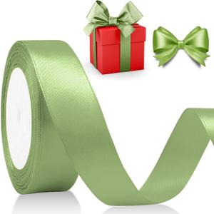 2 Pcs 1-1/2 Inch Green Satin Ribbon, 25 Yards Solid Ribbon for Flower Bouquet, for Gift Wrapping, Handmade Bows Invitations Crafts Wedding Party Decoration St. Patrick's Day