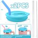 Mity rain 2PCS Silicone Tumbler Flip Straw Lid for Stanley Cup 40OZ, Spill Proof Lid Compatible with Stanley Quencher Flip Straw Lids for Replacement (Blue)