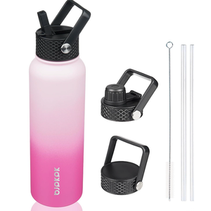BJPKPK 40oz Stainless Steel Insulated Water Bottle with 3 Lids, Sakura - BPA Free Leakproof Thermos Bottle for Sports & Gym (Cherry)