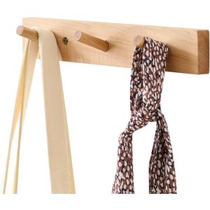 Hickory Wood Coat Rack Wall Mount, 12 Inch Coat Hook Hanger Wooden Wall Coat Rack with 3 Hooks for Purse Clothes Towels Hats in Entryway Bedroom Bathroom, Natural