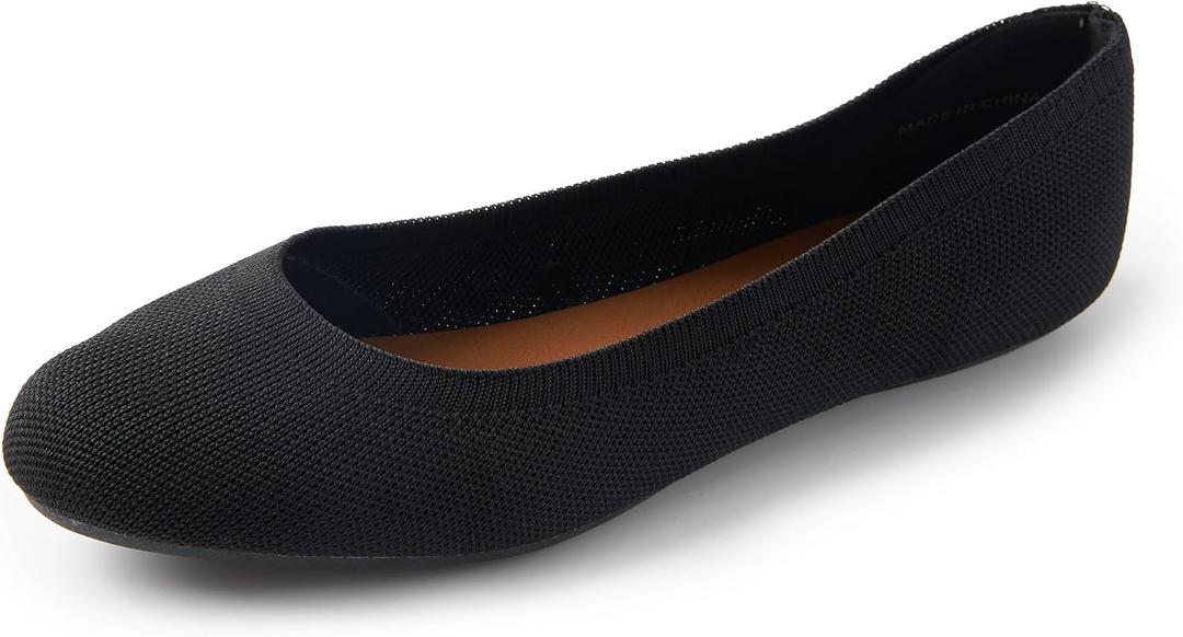 Women's Ballet Flats Round Toe Soft Knit Ballerina Flats Slip On Dress Shoes for Women Walking Dressy Casual Work Wedding