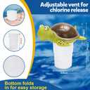 Pool Chlorine Floater, Large Capacity Floating Chlorine Dispenser Fits Up to 5 Pc 3-Inch Chemical Tablets, Heavy-Duty Plastic-Anti-Aging,Top Vacuum Design- Prevent sinkin (Turtle)