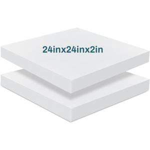 Frienda 2 Pack 2" x 24" x 24" Upholstery High Density Foam Cushion Replacement Square Cut to Size Foam Couch for Chair Couches Padding Shipping Packing DIY Cosplay Projects(White)