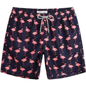 maamgic Mens Slim Fit Swim Shorts Swim Trunks 7 inch, Flamingo Navy, S
