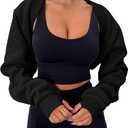 Zwurew Women's Bolero Shrug Long Sleeve Cropped Sweatshirt with Thumb Hole Workout Shrugs Open Front Y2K Tops 2026, M